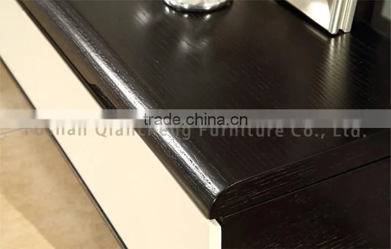 Metal remote controlled tv stand with white lacquer wooden drawer