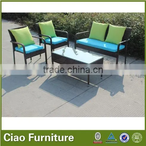 HIGH QUALITY OUTDOOR COFFEE TABLE SET DARK BROWN COFFEE WICKER TABLE CHAIRS