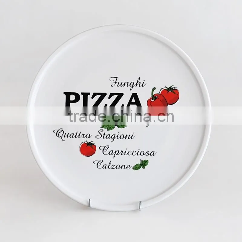 10.6 inch Round Shape Ceramic Pizza Plate with Decal Printing