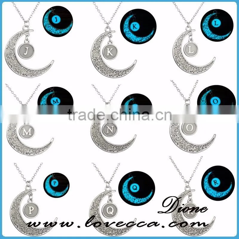 Luminous glass anchor necklace jewelry cheap jewelry glow in the dark