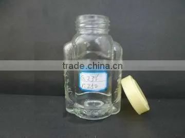 clear storage jar for honey, empty glass bottle