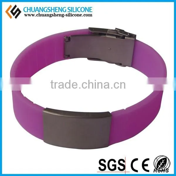 Hot sale Steel piece silicone ID bracelet