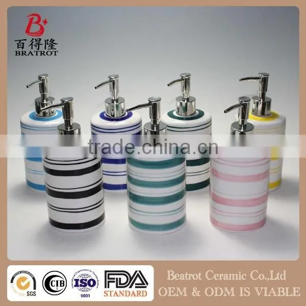 Beatrot Ceramic liquid soap dispenser pump bottle with hand painting