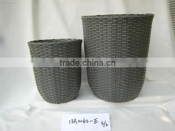 oval gray pe woven basket