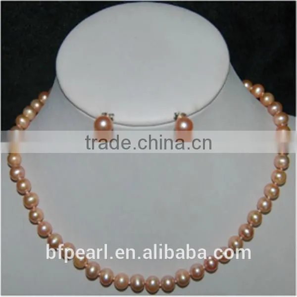 Pearl Necklace and Earings Jewelry Set