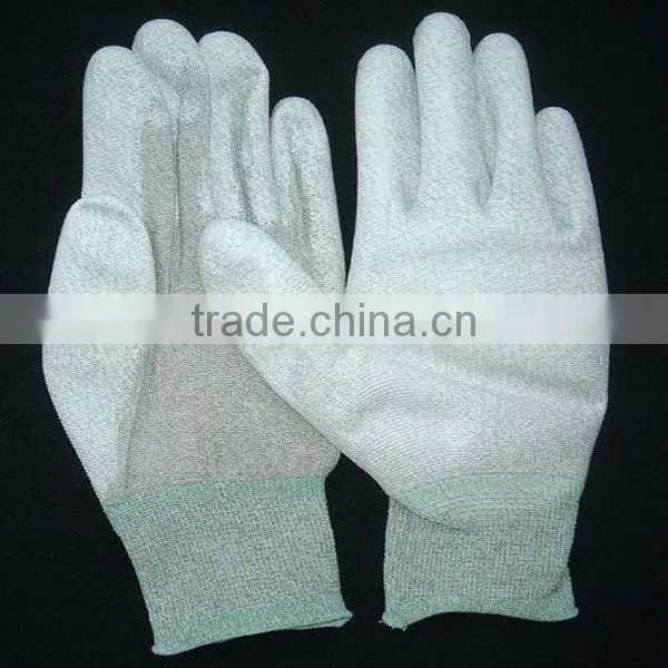 White PU white nylon inspection gloves