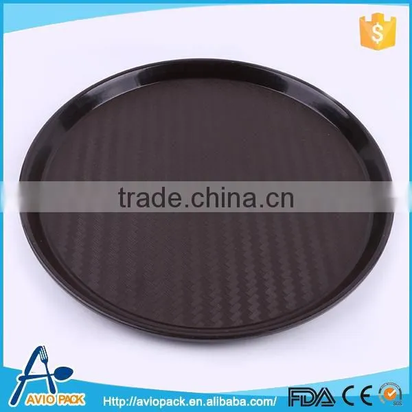 Coffee colored round plastic serving tray for cafe /hotel