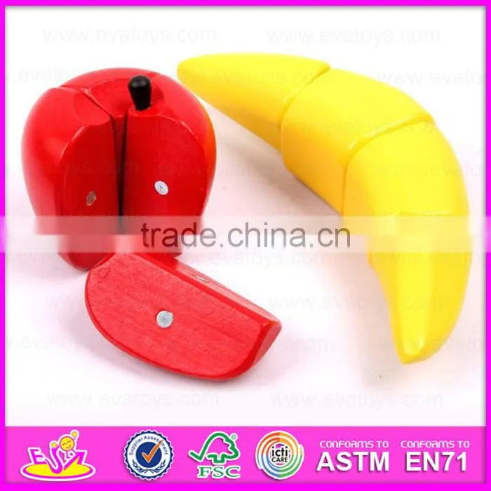 2015 new wooden kitchen set for baby, wooden vegetable cutting toy for children, pretend play wooden cutting toy W10B137