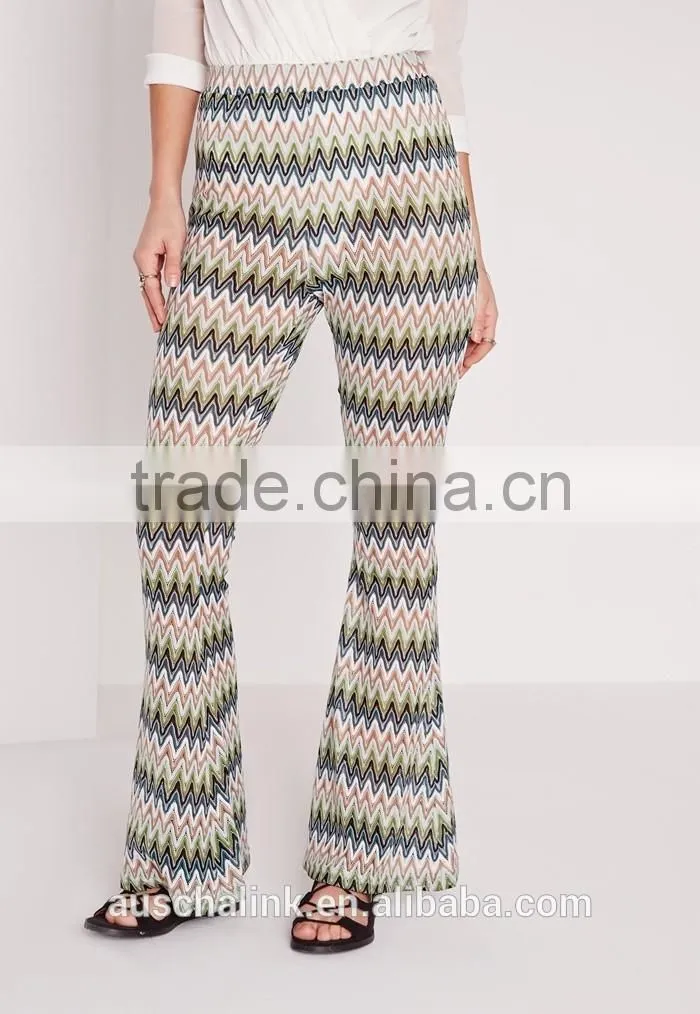 bangkok style lady wave effect skinny flare pants OEM service