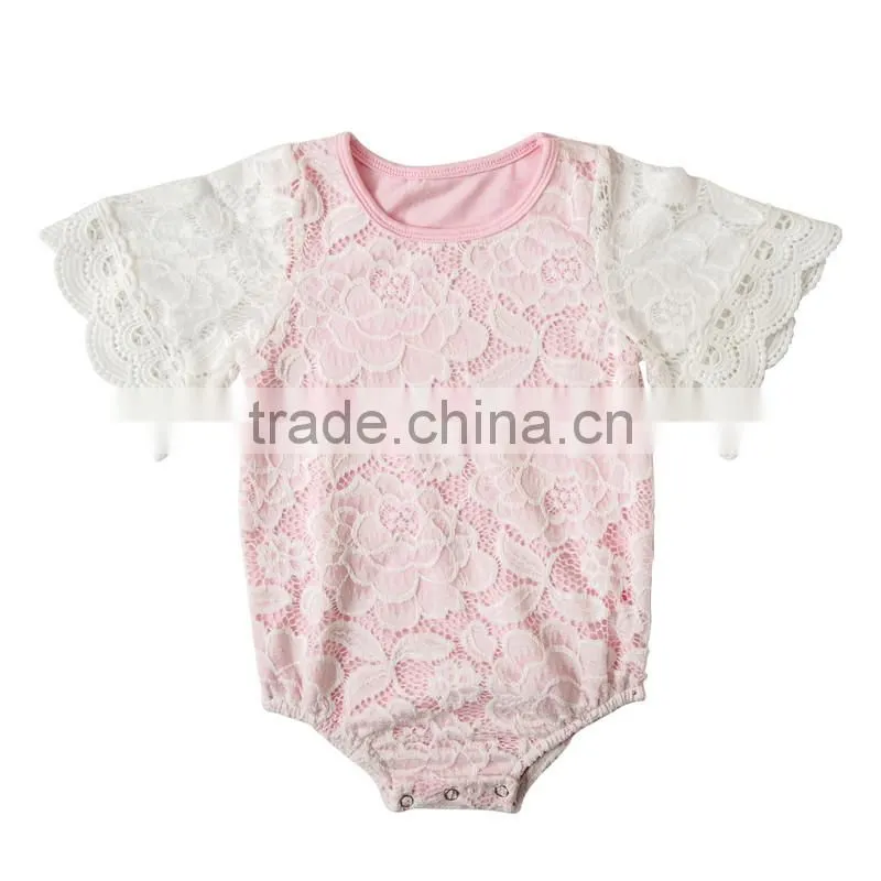Comfortable baby bodysuits infant toddler summer short sleeve clothes 2017 newest white baby lace rompers