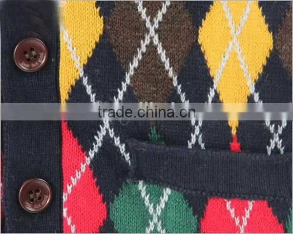 British style argyle boys knitwear cardigan