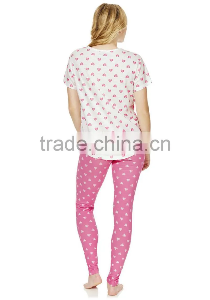 Cute heart print short sleeves minion pajamas set