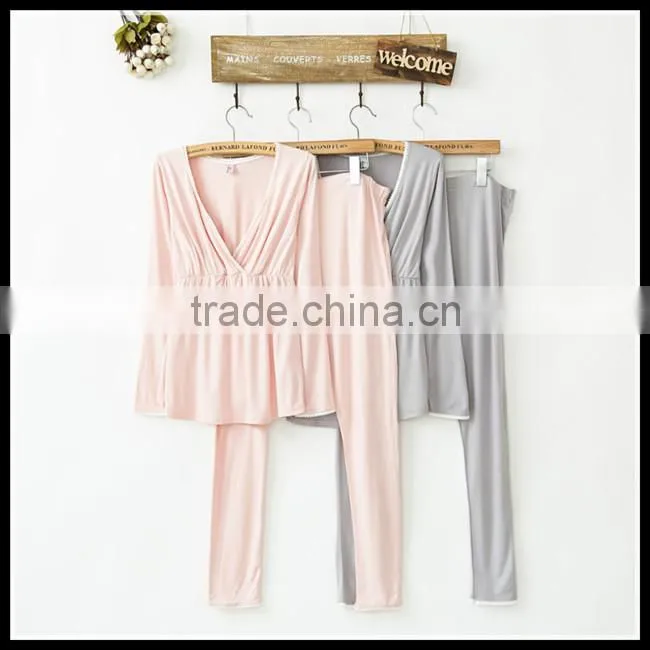 High quality comfortable 100%Cotton plain color maternity sleepwear