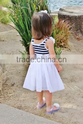 2014 new design fashion baby dress baby girls dresses striped red white& blue with stars cotton dress