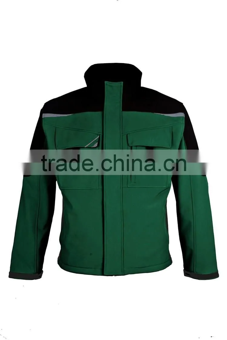 Mens contrast color new cargo heavy duty softshell work coat