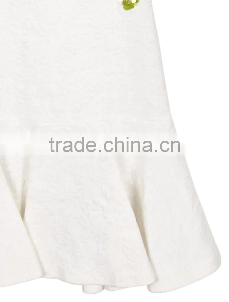 2017 new model wholesale little girl flounced white dresses ruffled skirt boutique clothing