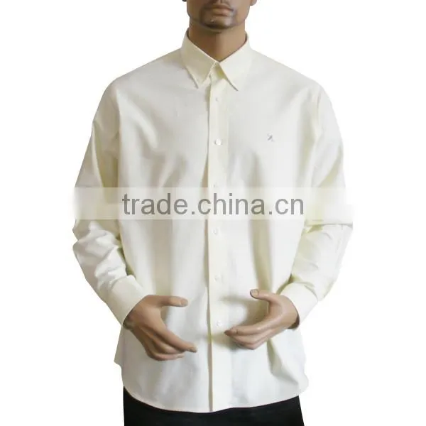 new men's light yellow oxford button-down collar dress shirt with long sleeve