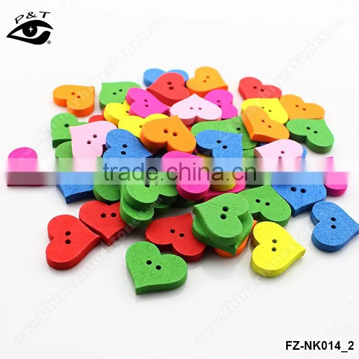 15x20mm Colorful pur color Heart Shaped Wood Buttons For Decoration DIY Craft