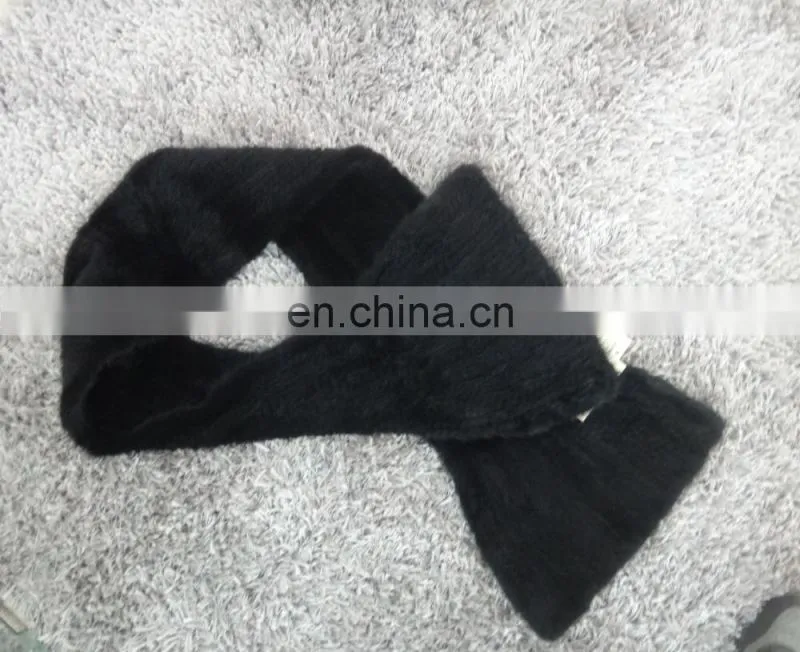 knitted black mink long scarf shawl mink stole European style