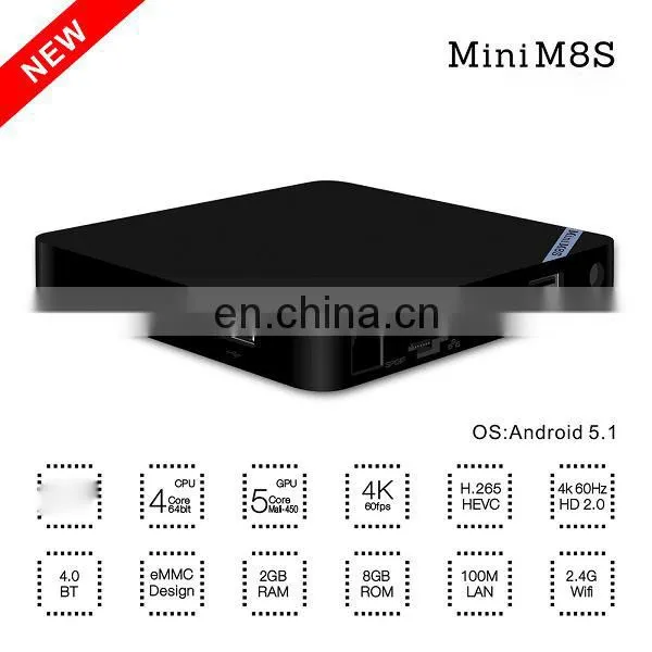 2016 Mini M8S Amlogic S905 Quad-core Built-in antenna Android 5.1 Smart TV Box