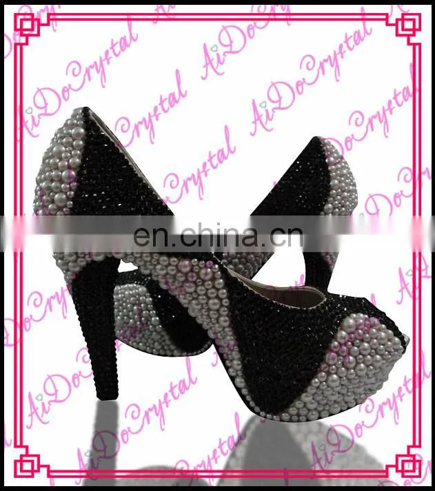 Aidocrystal 2015 Hot sale white pearl women high heels shoes fashion ladies sexy pumps shoes
