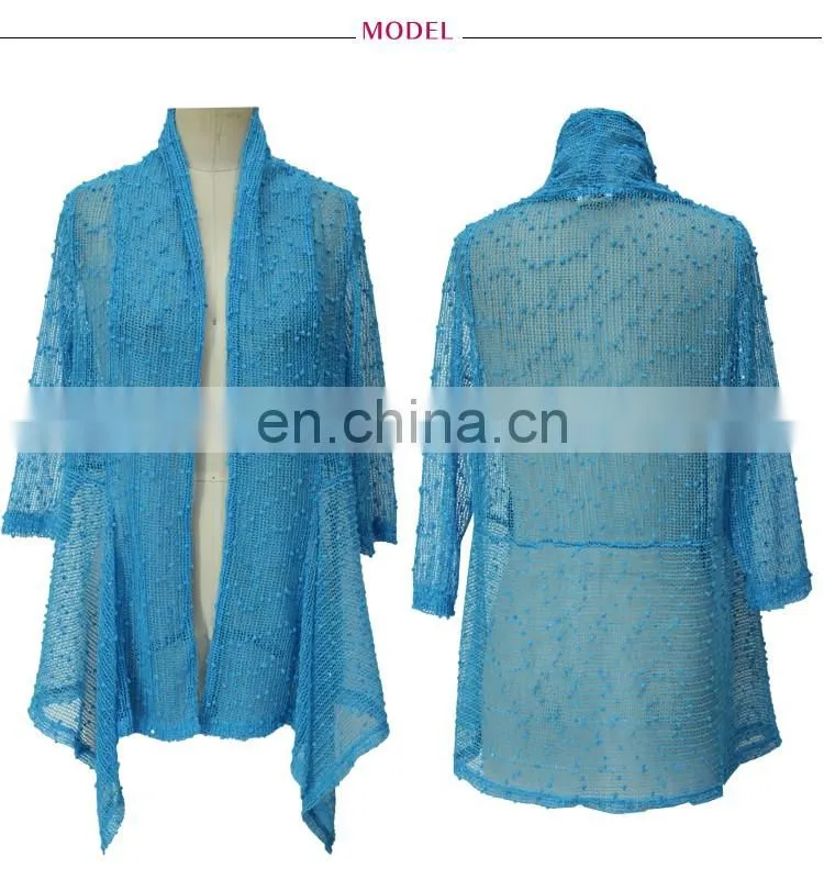 Mesh Sequins Bolero Cardigan Mature Women Beach Wear