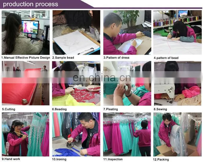 latest made in China beaded sexy split factory wholesale evening dress