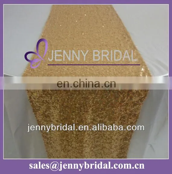 TR019A Jenny bridal gold sequin embroidered wedding table runners