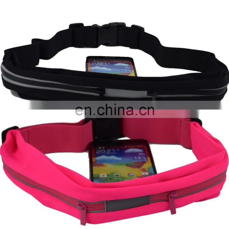 Outdoor Sweatproof Lycra Running Belt Elastic Waist Bag With Two Expandable Pockets