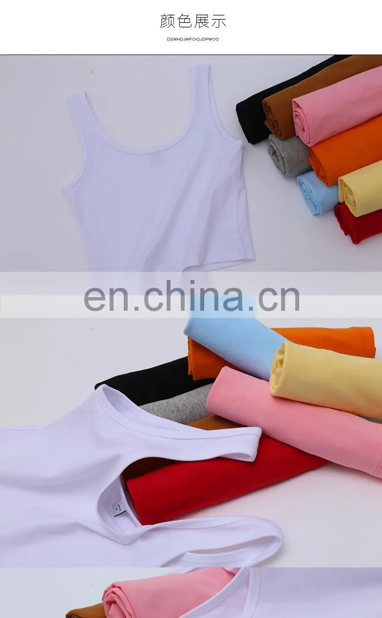 The Latest Ladies Custom logo Print Manufacturers sleeveless crew neck strap cotton spandex knitted women crop top