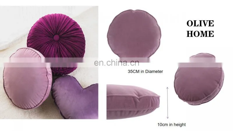 Round Comfortable Soft Taro Solid Color Purple Sofa Decorative Pillow Chair Cushion with Piping