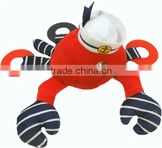 Lovely red crab with hat plush toy
