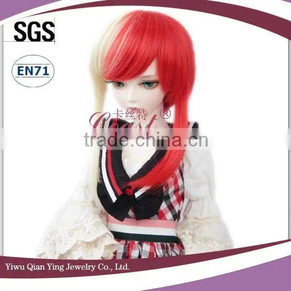 beauty white and red deep curly deep curly 1/3 BJD doll wigs with two clip ponytail