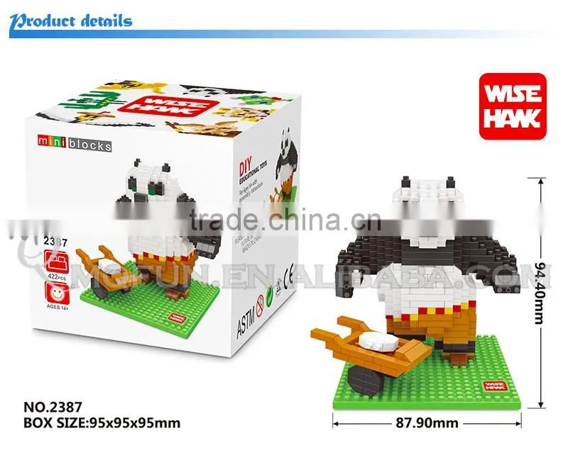 Mini Qute Kawaii WISE HAWK Kung Fu Panda 2 Po Master Monkey plastic building blocks bricks Anime cartoon model educational toy