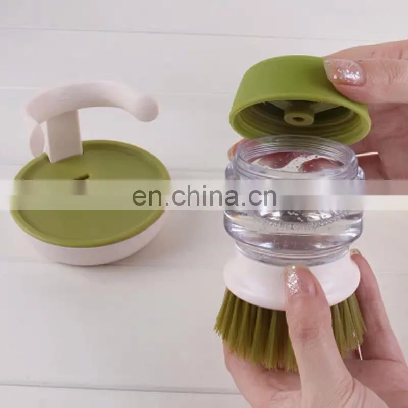 Kitchen cleaning tools silicone handle cleaning brush soap dispenser dishwashing brush