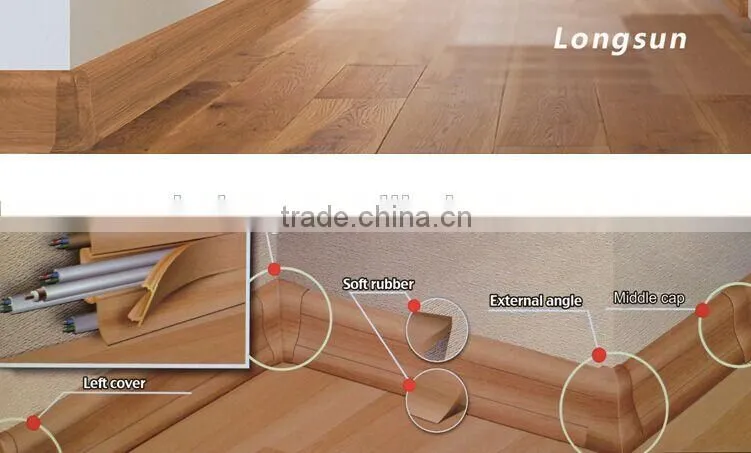 China supplier imitation wood grain flooring trim pvc skirting board