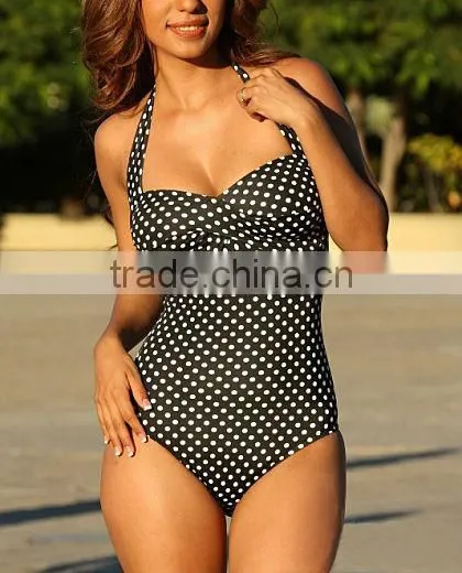 the nice of vintage polka dot one piece swimwear