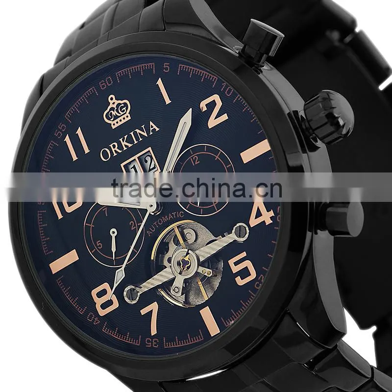 Black Tourbillon Mechanical Watch WM372 Teenage Fahion Watches