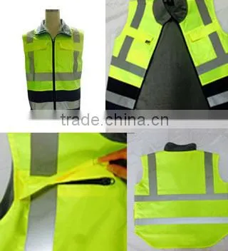 workwear industrial hi-vis yellow&navy two tone safety vest/HI Visibility Security Vest with high visibility reflective straps