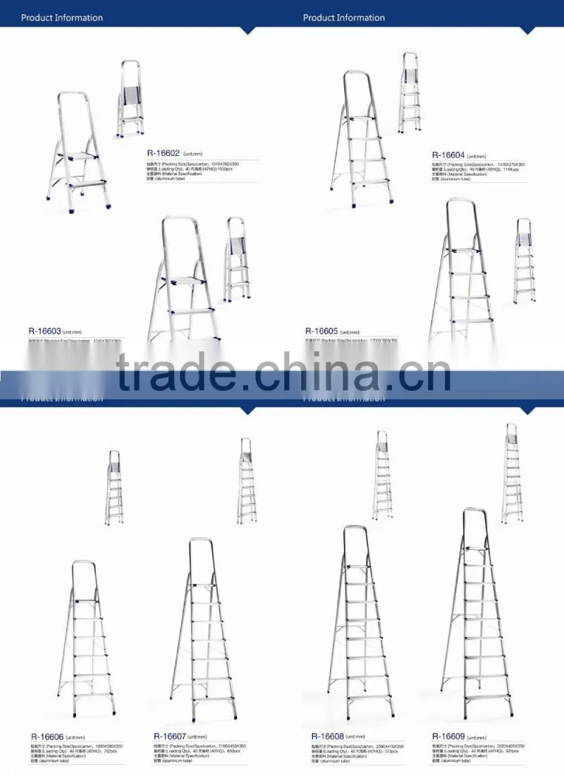 Portable Aluminium Ladder with Rubber Cover Step, Safety Handrail GS and EN131 approval