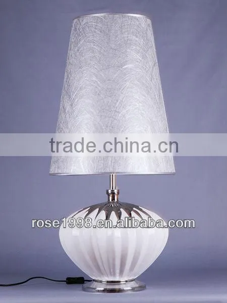 silver shade and chrome base table lamp