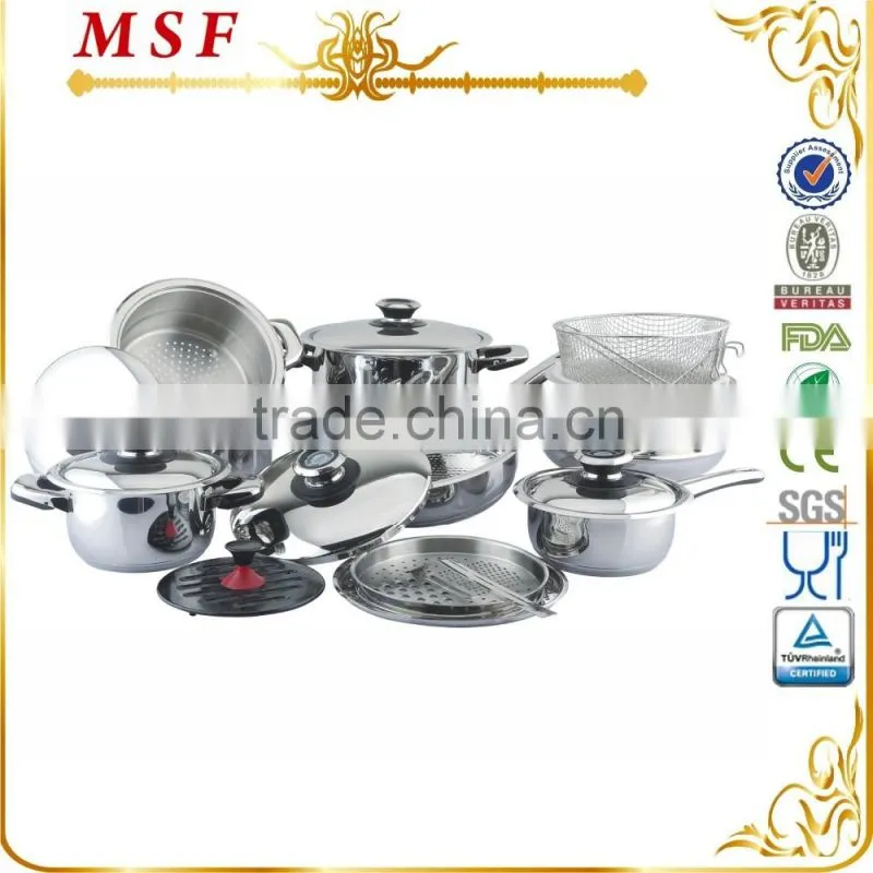 MSF 20pcs Stainless Steel Kitchen Queen Cookware Set With Theromometer Knob MSF-3814