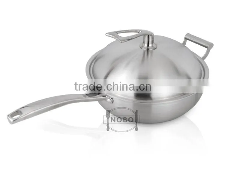High Quality 3 Layers Stainless Steel 304 Non-stick Frying Pan with Lid