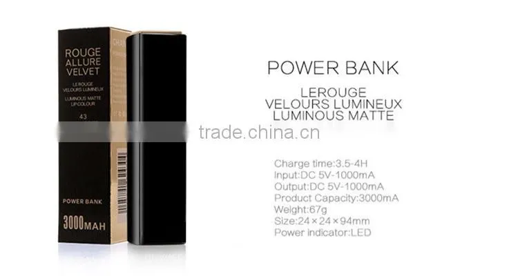 Gift promotional Famous Brand perfume OEM mini Lipstick mobile phone cell phone 3000mAh power bank