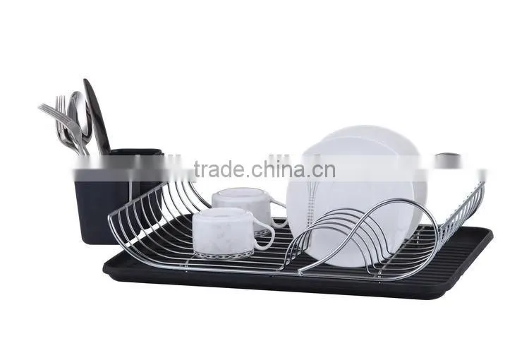 China LBY hot-sale wooden 3 tiers dish rack with tray and cutlery holder