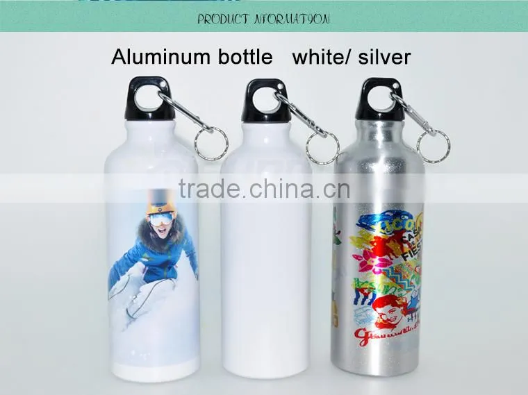 750ml Sublimation Silver and White Aluminium Sport Water Bottle