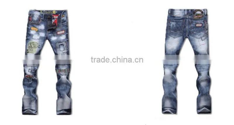 High Quality New Fashion Designer Jeans Men Distrressed Casual Denim Mens Jeans