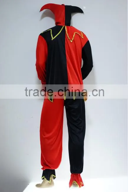 Fashion scary court jester dress men halloween clothes costume