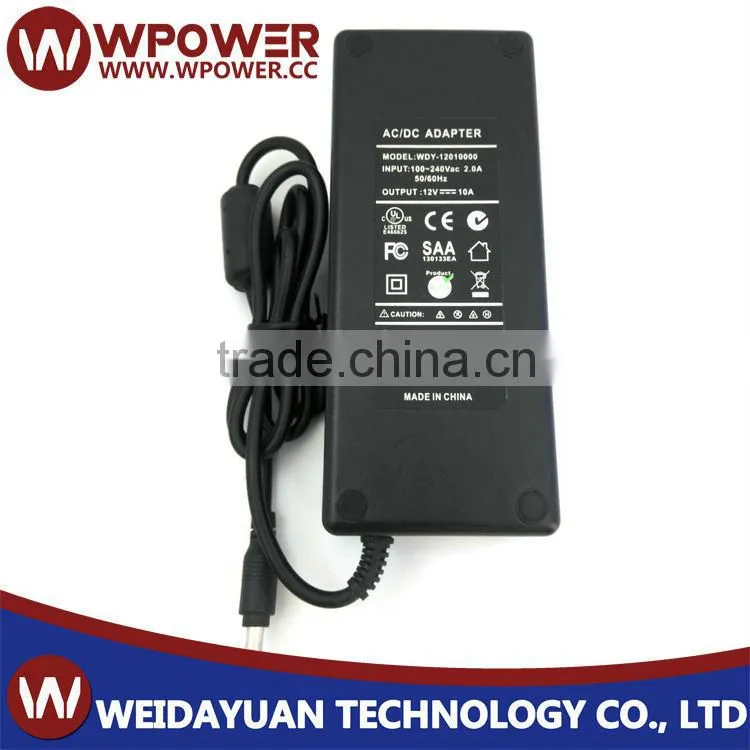 C6 C8 C14 coupler UK CE US AU plug CE FCC C-tick SAA RoHS UL certificates ul 120W 12v 10a power supply adapter