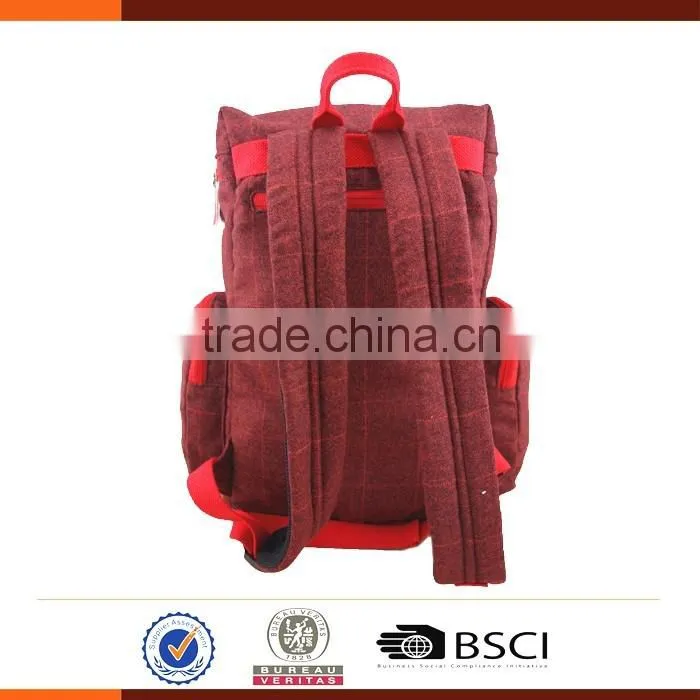 Customized Low MOQ Plaid Leisure Backpack For Student